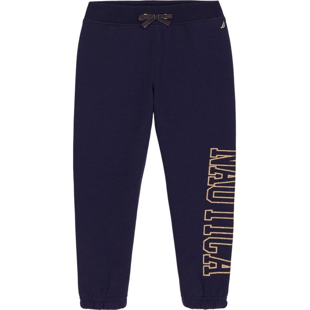 imageNautica Girls Logo Sweatpants Fleece Joggers with Ribbed Cuffs amp Functional Side PocketsPeacoat Glitter Art