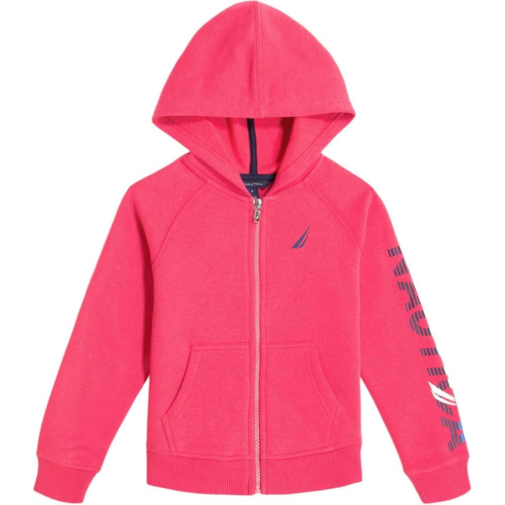 imageNautica Girls Logo Sweatshirt Fleece Hoodie With Fullzip Front amp PocketsPurple Beetroot