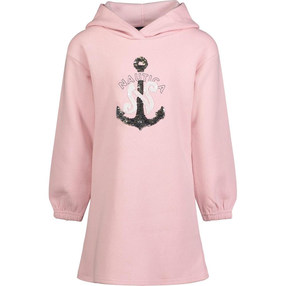 imageNautica Girls Long Sleeve Fleece Sweatshirt DressCoral Blush Sequin