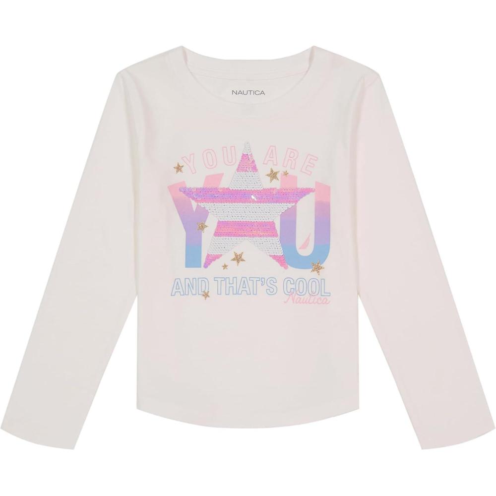 imageNautica Girls Long Sleeve Graphic TShirtBright White Star