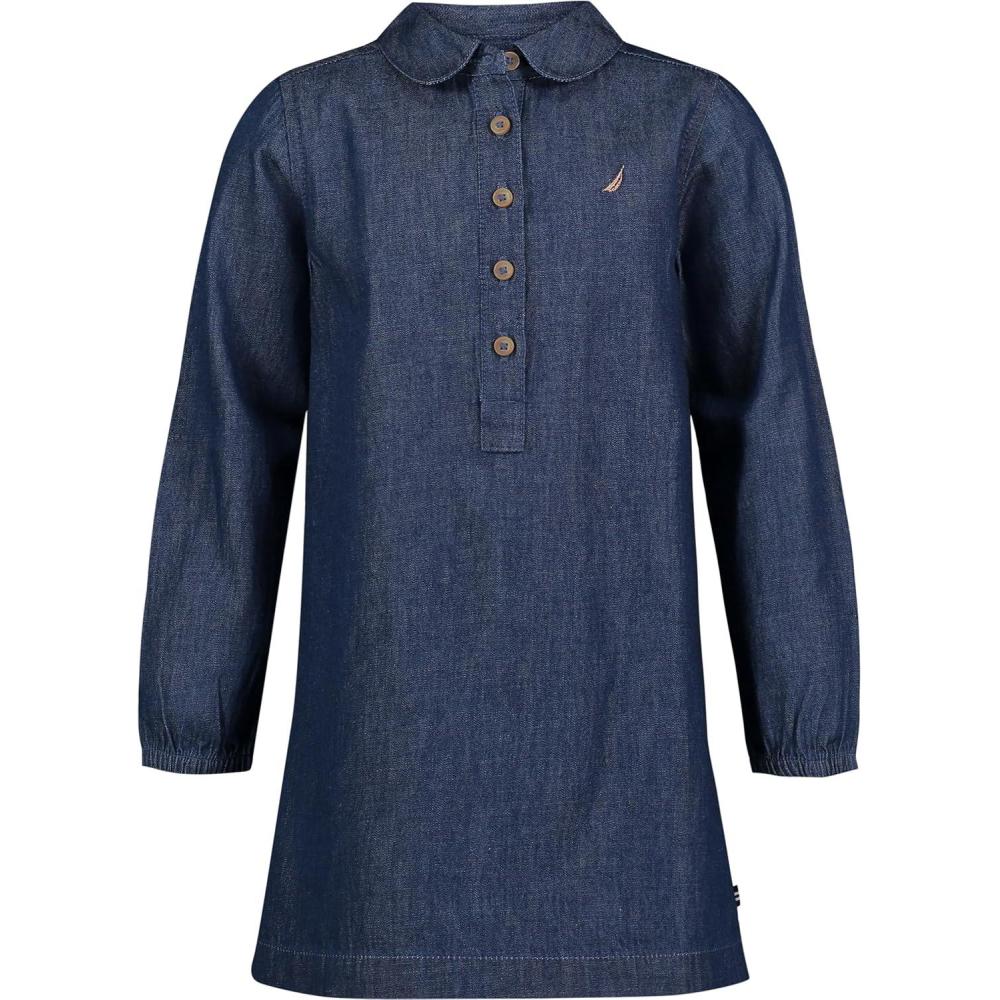 imageNautica Girls Short Sleeve Chambray Shirt DressDark Rinse Chambray