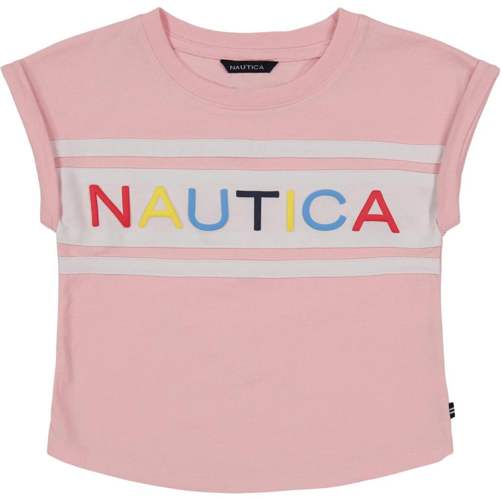 imageNautica Girls Short Sleeve Graphic Logo TShirt Everyday Casual Wear Soft amp Comfortable FitAlmond Blossom Billboard