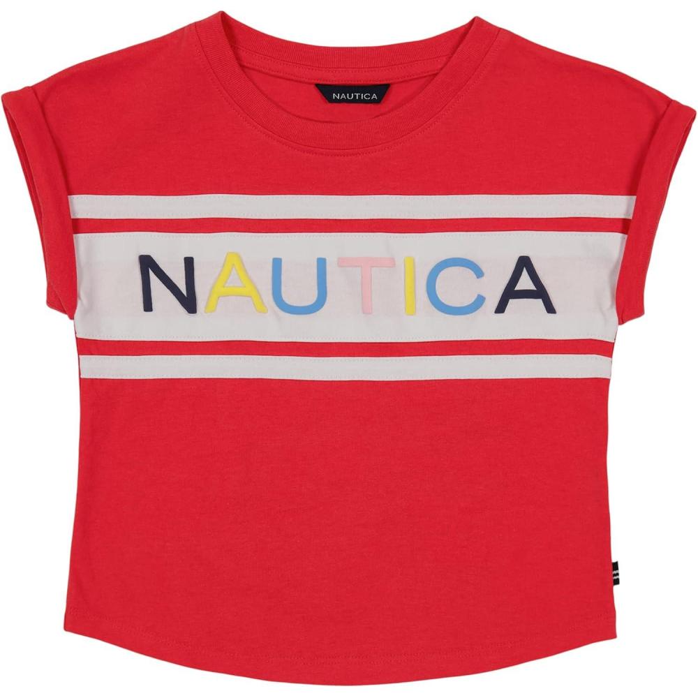 imageNautica Girls Short Sleeve Graphic Logo TShirt Everyday Casual Wear Soft amp Comfortable FitHibiscus Billboard