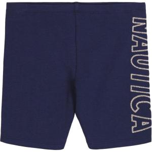 Nautica Girls’ Active Bike Shorts, Soft & Stretchy Spandex with Flat Waistband & Logo Design(Peacoat Heart)