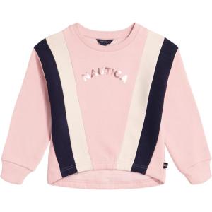 Nautica Girls’ Fleece Popover Crewneck Sweatshirt(Coral Blush)
