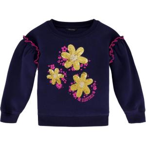 Nautica Girls’ Fleece Popover Crewneck Sweatshirt(Peacoat Daisy)