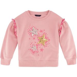 Nautica Girls’ Fleece Popover Crewneck Sweatshirt(Pink Dolphin Star)