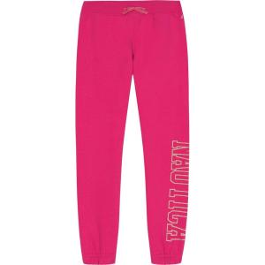 Nautica Girls’ Logo Sweatpants, Fleece Joggers with Ribbed Cuffs & Functional Side Pockets(Fuchsia Glitter Art)