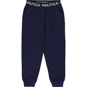 Nautica Girls’ Logo Sweatpants, Fleece Joggers with Ribbed Cuffs & Functional Side Pockets(Peacoat)