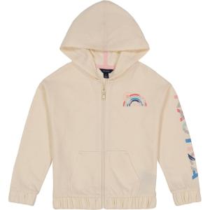Nautica Girls’ Logo Sweatshirt, Fleece Hoodie With Full-zip Front & Pockets(Eggnog Sunset)
