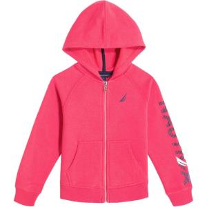 Nautica Girls’ Logo Sweatshirt, Fleece Hoodie With Full-zip Front & Pockets(Purple Beetroot)