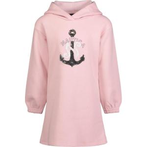Nautica Girls’ Long Sleeve Fleece Sweatshirt Dress(Coral Blush Sequin)