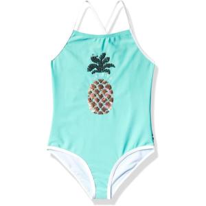 Nautica Girls One-Piece Swimsuit with UPF 50+ Sun Protection, Quick Drying Bathing Suit(Cockatoo Pineapple)