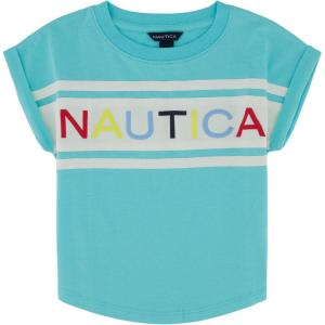 Nautica Girls’ Short Sleeve Graphic Logo T-Shirt, Everyday Casual Wear, Soft & Comfortable Fit(Blue Radiance)