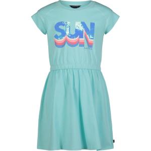 Nautica Girls’ Short Sleeve Jersey Tee Dress with Elastic Cinched Waist, Fun Designs & Colors(Blue Tint)