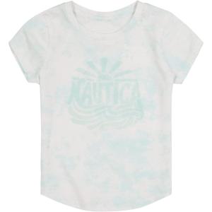 Nautica Girls Short Sleeve T-Shirt with Fun Graphic Design, Cotton Tee with Tagless Interior(Blue Light Tie-dye)