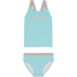 Nautica Girls Two-Piece Bikini Swimsuit Set, UPF 50+ Sun Protection, Quick-Dry Bathing Suit(Tangerine Turquoise)