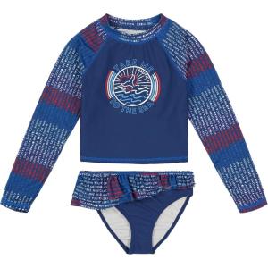 Nautica Girls’ Two-piece Rashguard Swimsuit Set, UPF 50+ Sun Protection, Quick-Dry Bathing Suit(Twilight Blue Sea)