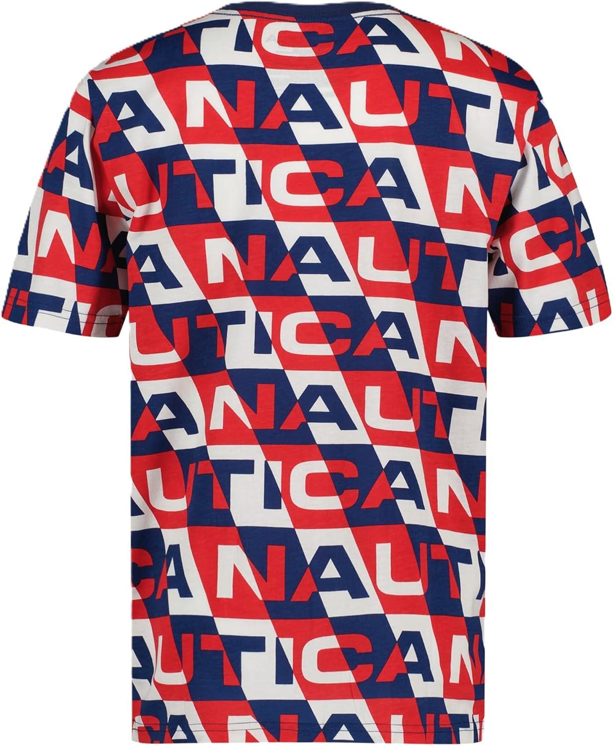 imageNautica Boys Short Sleeve Fashion Crew Neck TShirt Soft Comfortable Relaxed FitBlock Aop Ski Patrol