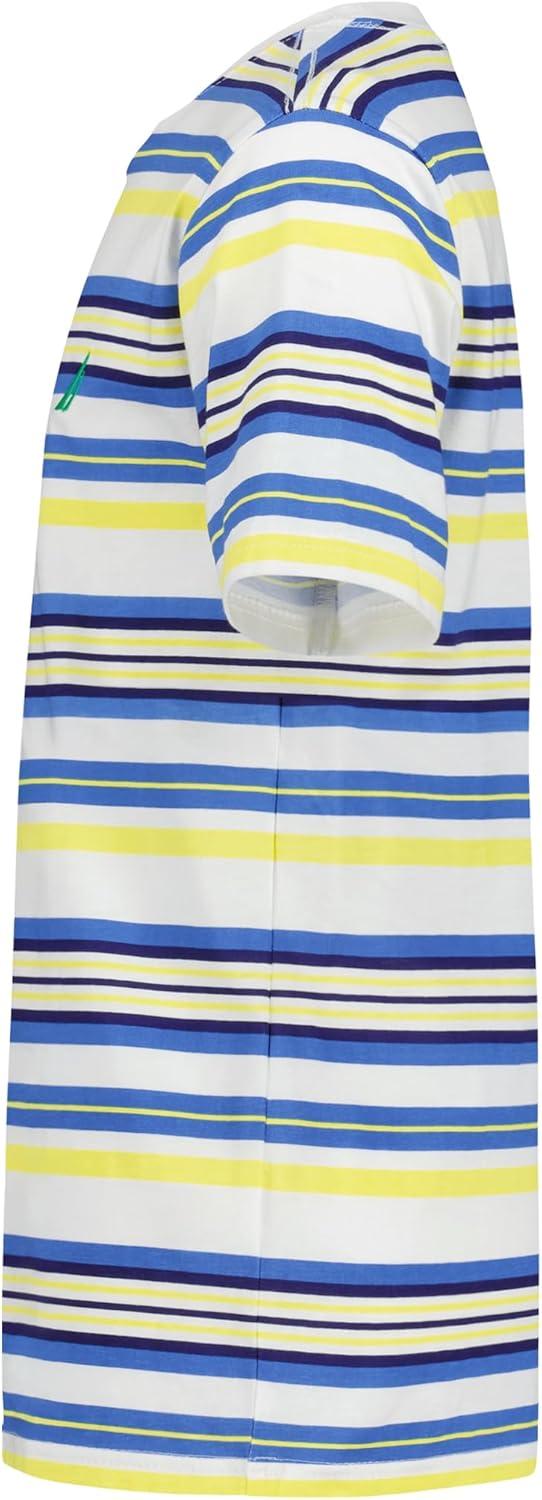 imageNautica Boys Short Sleeve Fashion Crew Neck TShirt Soft Comfortable Relaxed FitClear Skies Bright Stripe