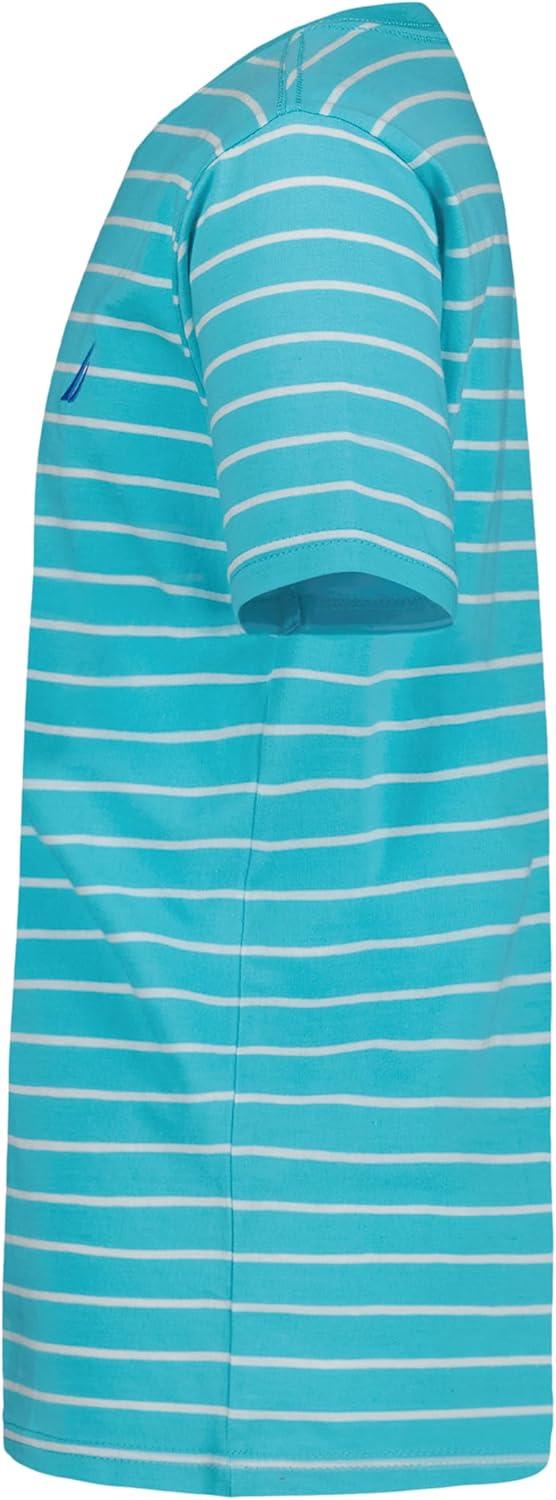 imageNautica Boys Short Sleeve Fashion Crew Neck TShirt Soft Comfortable Relaxed FitCuracao Classic Stripe