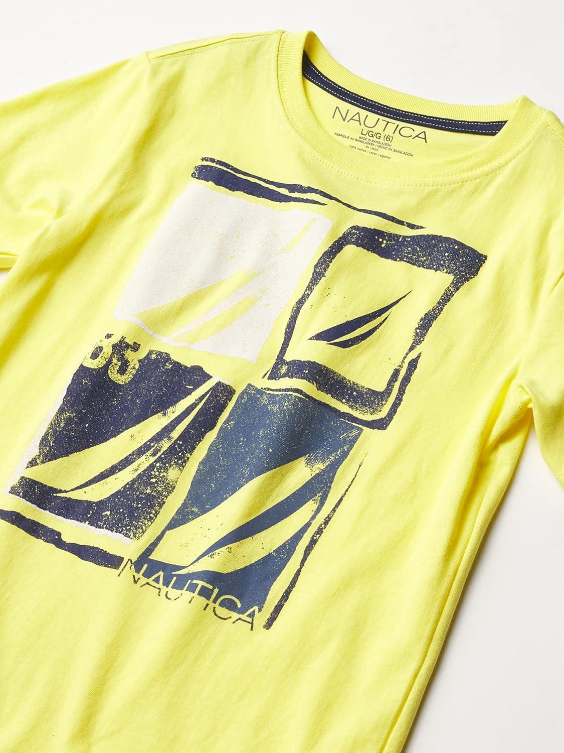 imageNautica Boys Short Sleeve Graphic Crew Neck TShirt Soft Comfortable Relaxed FitFramed Jclass Yellow Fin Ea07