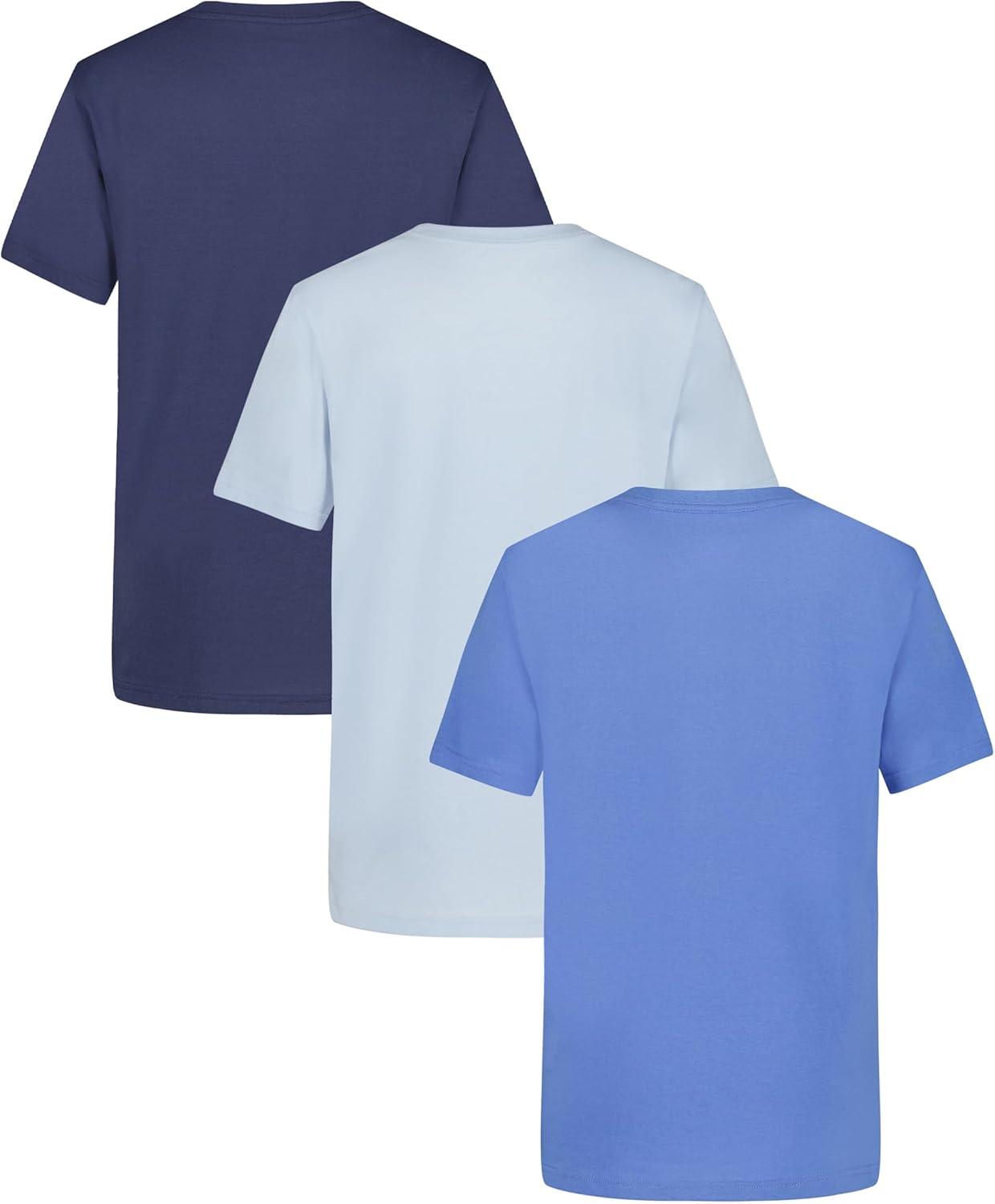 imageNautica Boys Short Sleeve Solid Crew Neck TShirt Multipack Soft Comfortable Relaxed FitGranadaSkywayIndigo