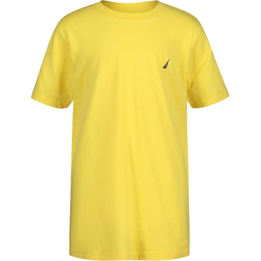 imageNautica Boys Short Sleeve Solid Crew Neck TShirt Soft Comfortable Relaxed FitAspen Yellow