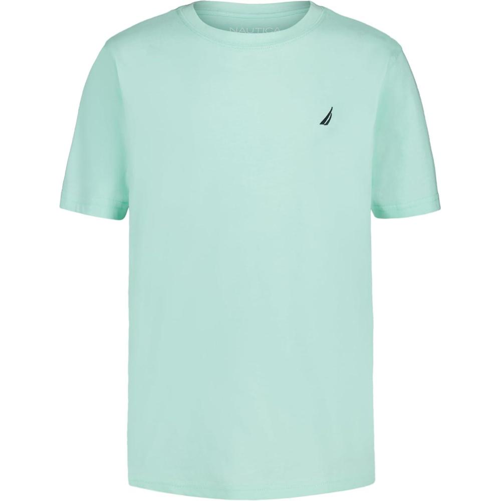 imageNautica Boys Short Sleeve Solid Crew Neck TShirt Soft Comfortable Relaxed FitBeach Glass