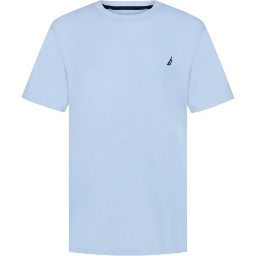 imageNautica Boys Short Sleeve Solid Crew Neck TShirt Soft Comfortable Relaxed FitBlue Bell