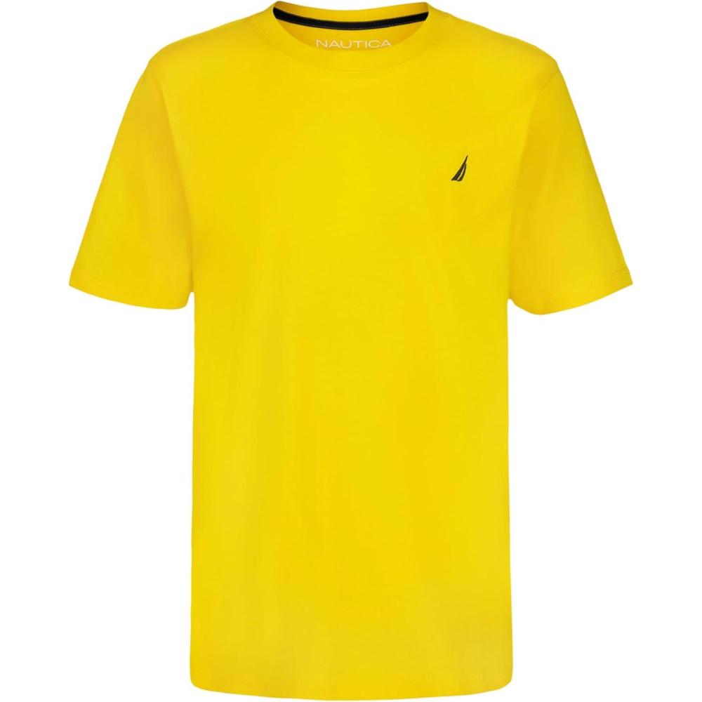 imageNautica Boys Short Sleeve Solid Crew Neck TShirt Soft Comfortable Relaxed FitLemon