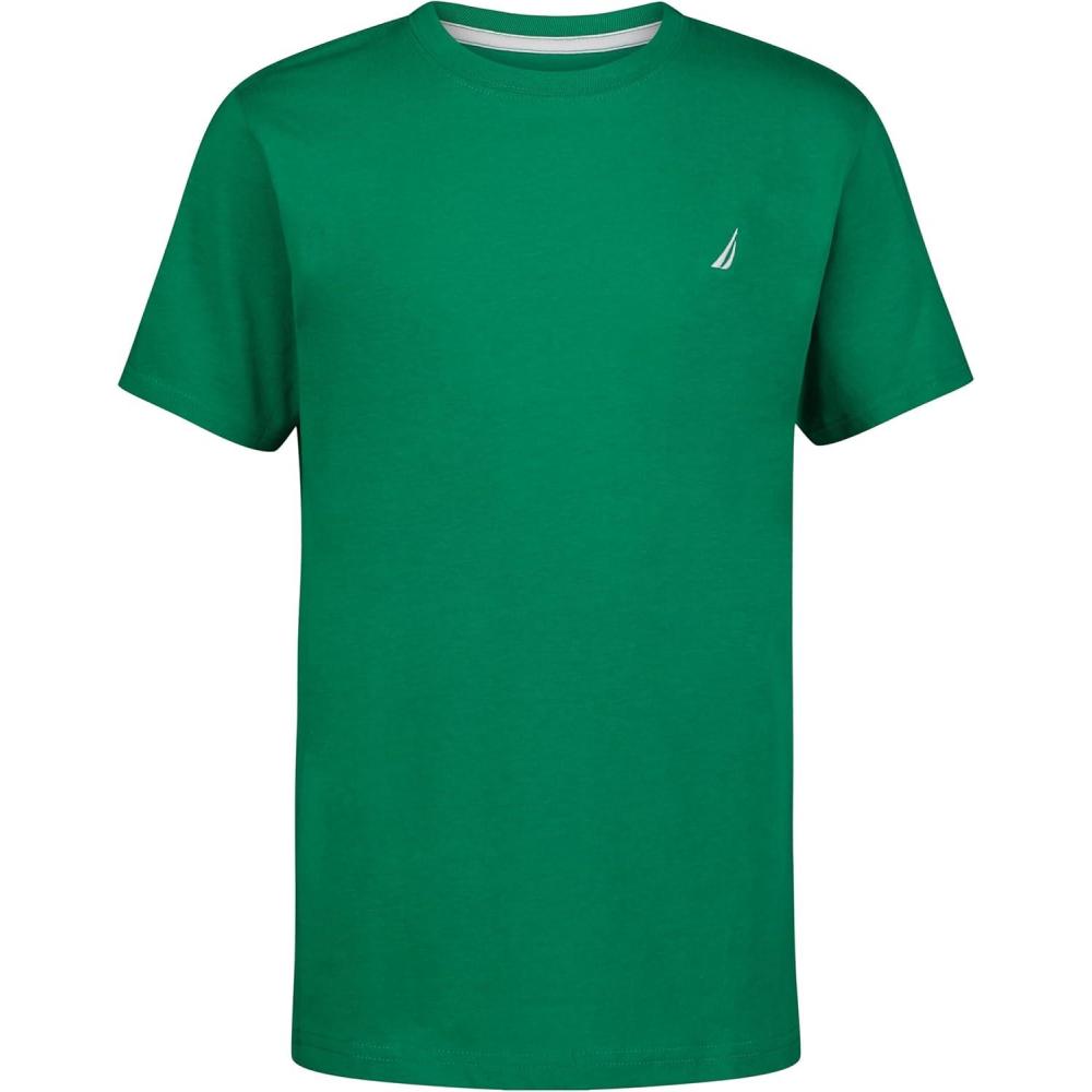 imageNautica Boys Short Sleeve Solid Crew Neck TShirt Soft Comfortable Relaxed FitPepper Green