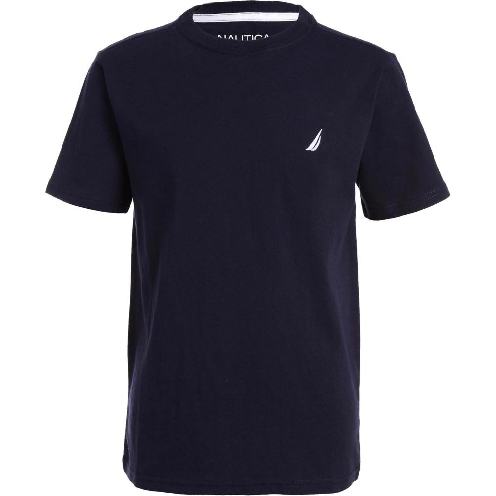 imageNautica Boys Short Sleeve Solid Crew Neck TShirt Soft Comfortable Relaxed FitSport Navy
