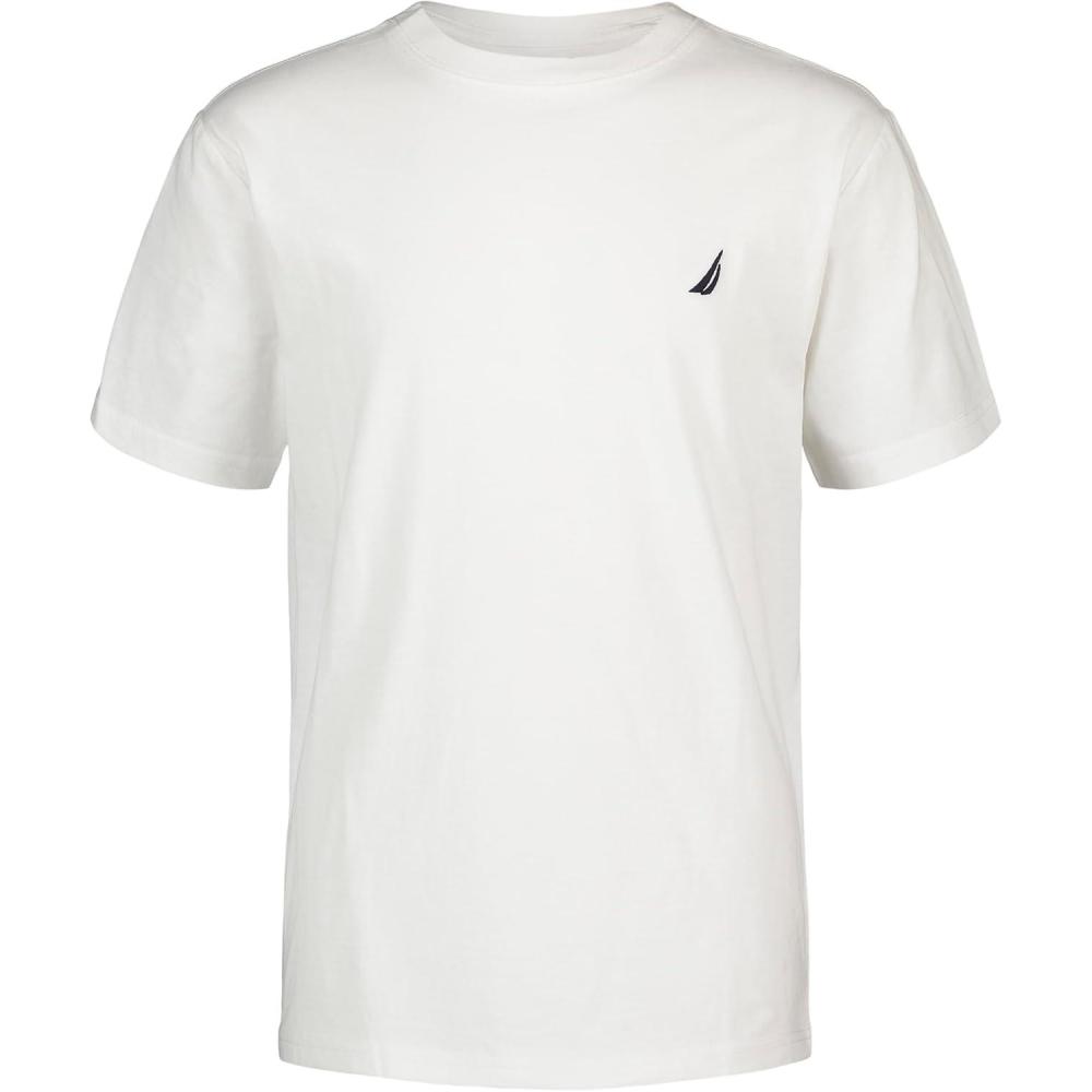 imageNautica Boys Short Sleeve Solid Crew Neck TShirt Soft Comfortable Relaxed FitWhite