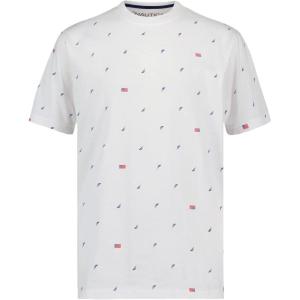 Nautica Boys’ Short Sleeve Fashion Crew Neck T-Shirt, Soft, Comfortable, Relaxed Fit(Americana Aop Bright White)