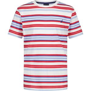 Nautica Boys’ Short Sleeve Fashion Crew Neck T-Shirt, Soft, Comfortable, Relaxed Fit(Americana Bright Stripe)