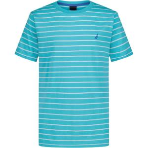 Nautica Boys’ Short Sleeve Fashion Crew Neck T-Shirt, Soft, Comfortable, Relaxed Fit(Curacao Classic Stripe)