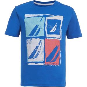 Nautica Boys’ Short Sleeve Graphic Crew Neck T-Shirt, Soft, Comfortable, Relaxed Fit(Framed J-class Spinner Blue Ea07)