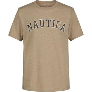 Nautica Boys’ Short Sleeve Graphic Crew Neck T-Shirt, Soft, Comfortable, Relaxed Fit(Varsity Arch Kelp Heather)
