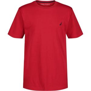 Nautica Boys’ Short Sleeve Solid Crew Neck T-Shirt, Soft, Comfortable, Relaxed Fit(Carmine)