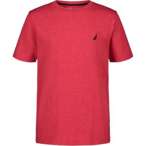 Nautica Boys’ Short Sleeve Solid Crew Neck T-Shirt, Soft, Comfortable, Relaxed Fit(Carmine Heather)