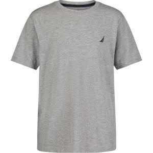 Nautica Boys’ Short Sleeve Solid Crew Neck T-Shirt, Soft, Comfortable, Relaxed Fit(Grey Heather)