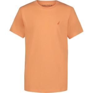 Nautica Boys’ Short Sleeve Solid Crew Neck T-Shirt, Soft, Comfortable, Relaxed Fit(Orange Sorbet)