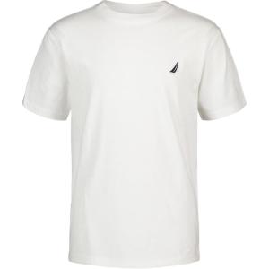 Nautica Boys’ Short Sleeve Solid Crew Neck T-Shirt, Soft, Comfortable, Relaxed Fit(White)