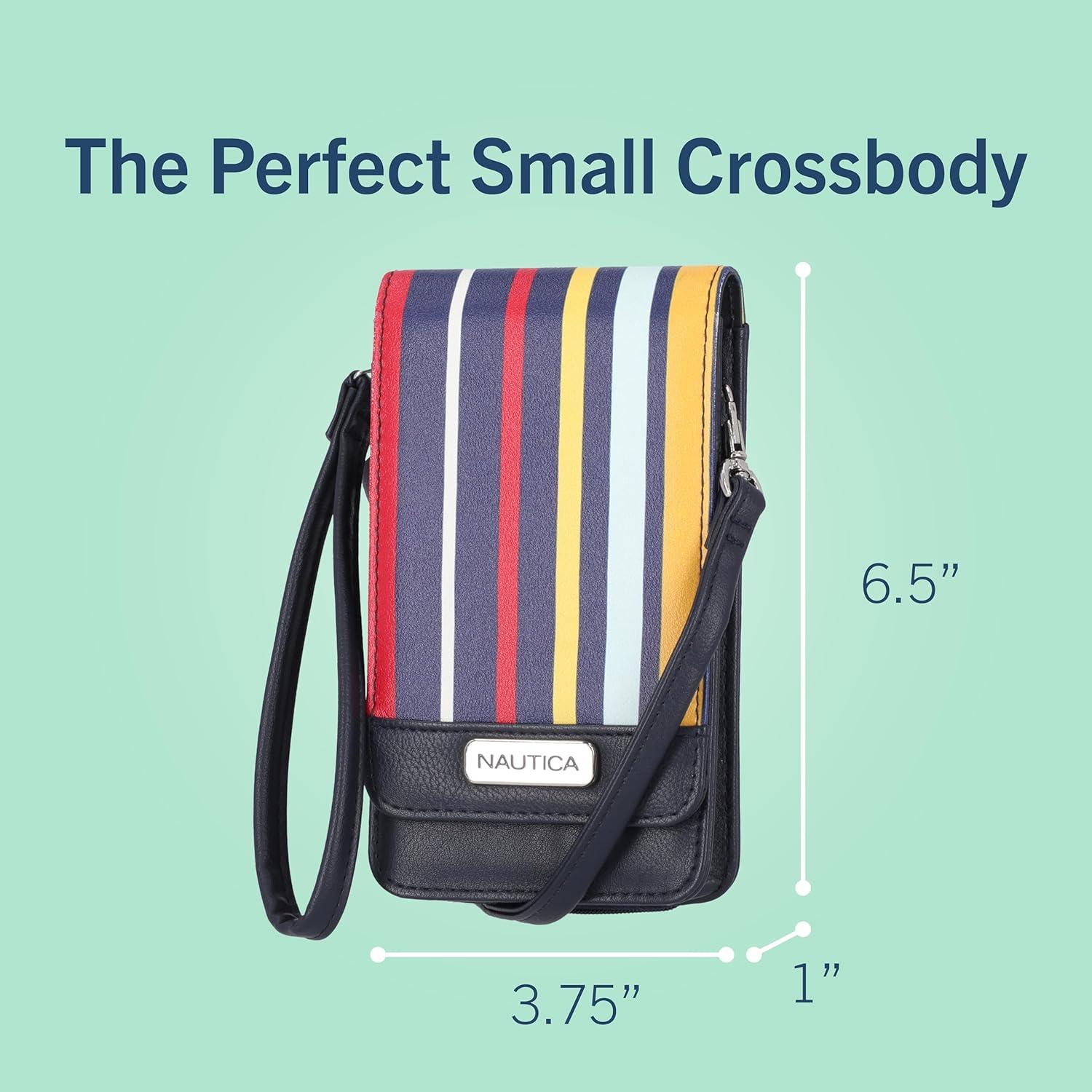 imageNautica Catalina RFID Womens Crossbody Bag Vegan Leather Compact Cell Phone Shoulder Travel Purse HolderIndigo