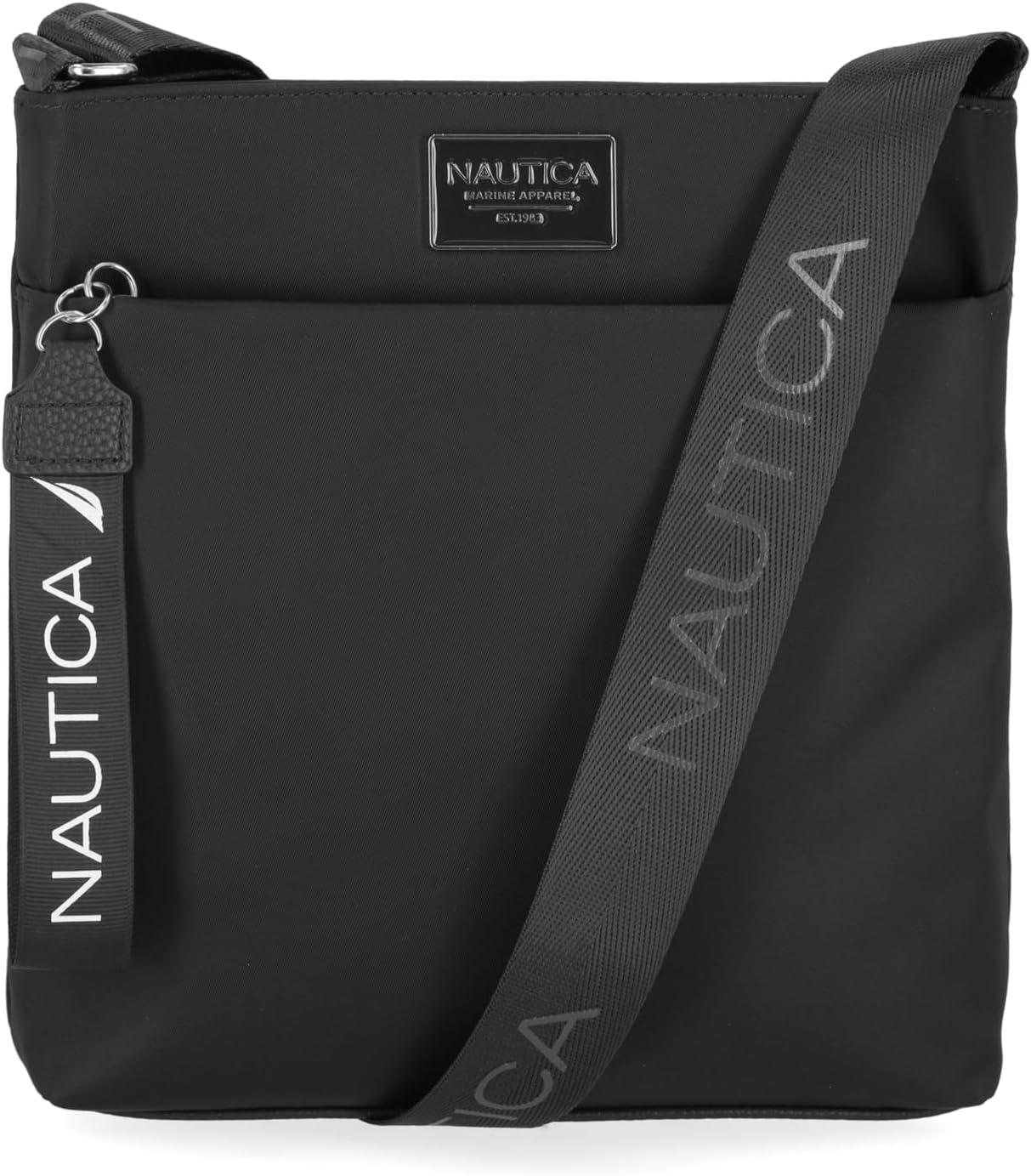 imageNautica Diver Nylon Small Womens Crossbody Bag Purse with Adjustable Shoulder StrapBlack Enamel