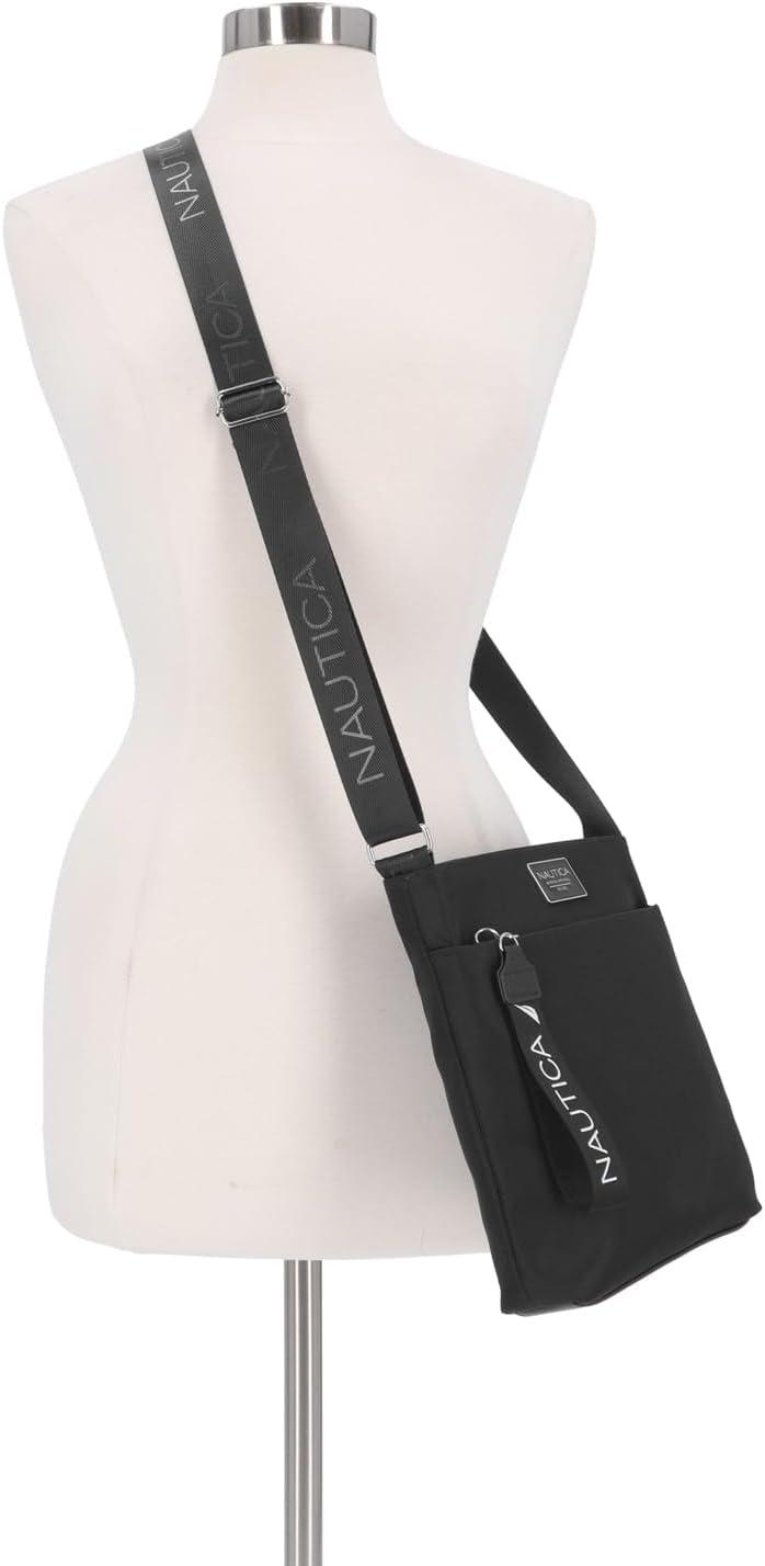 imageNautica Diver Nylon Small Womens Crossbody Bag Purse with Adjustable Shoulder StrapBlack Enamel