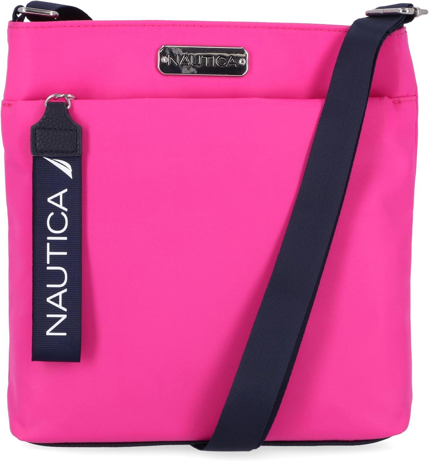 imageNautica Diver Nylon Small Womens Crossbody Bag Purse with Adjustable Shoulder StrapHot Pink