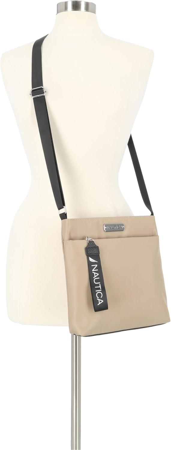 imageNautica Diver Nylon Small Womens Crossbody Bag Purse with Adjustable Shoulder StrapKhaki