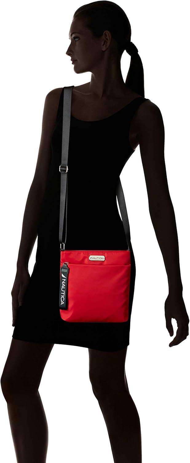 imageNautica Diver Nylon Small Womens Crossbody Bag Purse with Adjustable Shoulder StrapRed